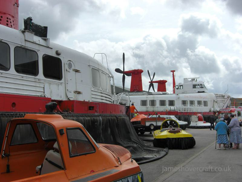 Walking around at the 2009 Hovershow - Two SRN4s surrounded by large and small craft from the museum collection (submitted by James Rowson).
